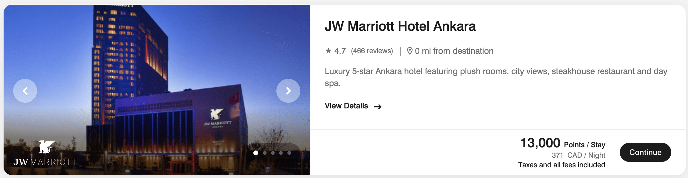 JW marriott ankara is a great value on points